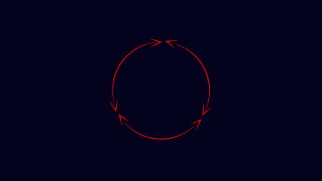 Circular path with directional arrows indicating clockwise movement