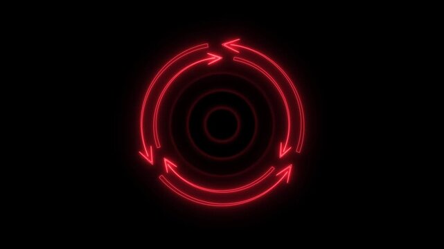 Circular glowing arrows forming a continuous loop against a dark background