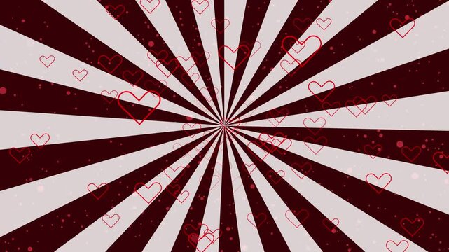 Geometric radiating stripes with central convergence pattern in maroon and cream