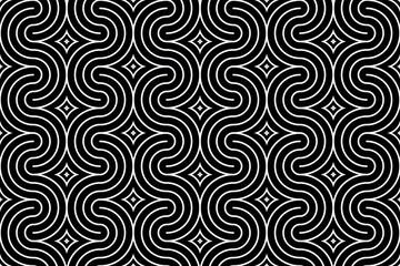 Fototapeta premium The geometric pattern with wavy lines. Seamless vector background. White and black texture. Simple lattice graphic design.
