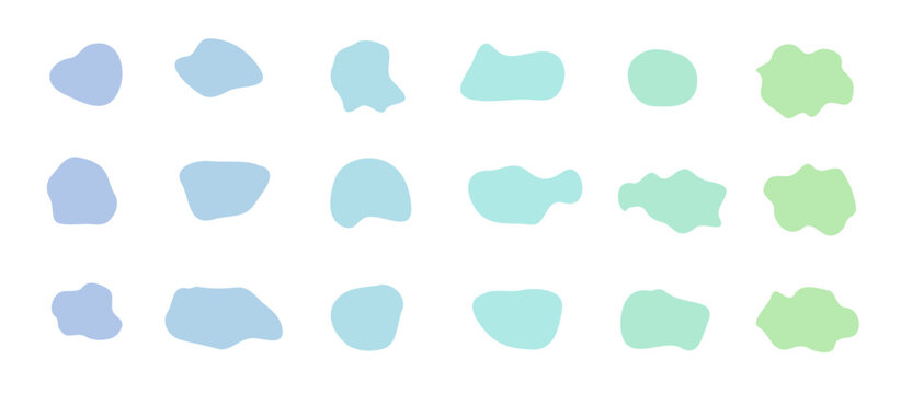 Organic blob shape colorful set. Liquid irregular forms vector isolated objects collection.