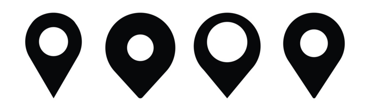 Location Pin Icon Set &ndash; Map Marker, GPS Navigation, Place Pointer Vector
