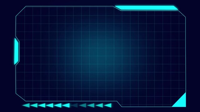 Futuristic digital interface with glowing grid and control panel elements