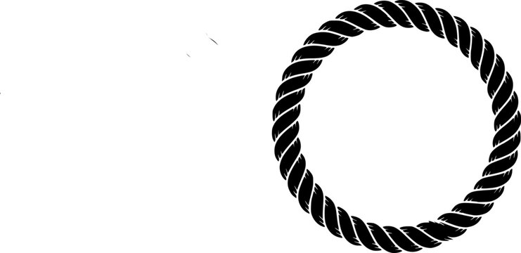 Nautical and marine border icon set featuring simple black and white silhouettes of circular rope frames &ndash; Isolated Vector Illustration