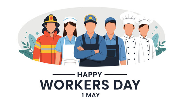 Salute to Labor: A diverse representation of essential workers is celebrated on Workers Day, showcasing unity and appreciation for their invaluable contributions. 
