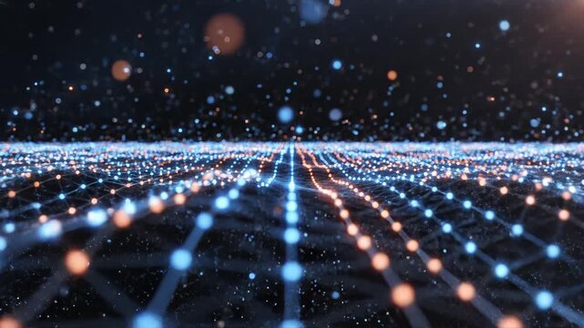 Abstract digital network with glowing dots