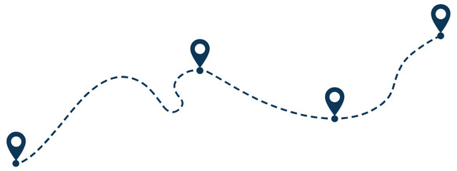 Blue route map icon vector logo design, navigation path location symbol with direction pin, GPS tracking concept for travel and delivery apps, modern flat vector illustration isolated on white  © Mizu Ahmed 2