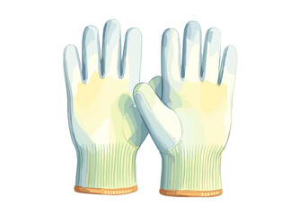 Obraz premium Pair of light colored work gloves with ribbed cuffs and orange trim
