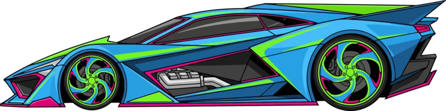 Futuristic concept hypercar with decorative swirl wheels