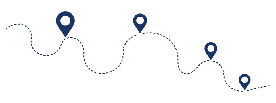 Blue route map icon vector logo design, navigation direction path with location pin symbol, GPS tracking and mapping concept for travel, delivery services and mobile applications, modern flat vector 