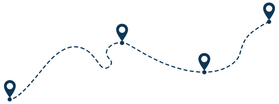 Blue route map icon vector logo design, navigation path location symbol with direction pin, GPS tracking concept for travel and delivery apps, modern flat vector illustration isolated on white 