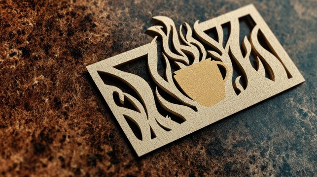 Elegant Laser Cut Metal Bookmark Featuring a Steaming Coffee Cup Design.