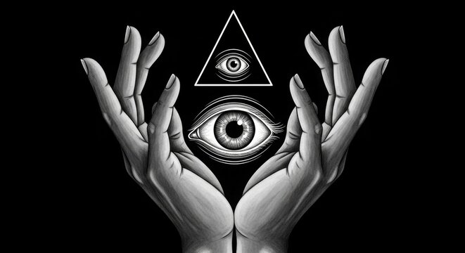 Illuminati symbolism all seeing eye within the pyramid of power and secret society