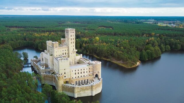 Aerial View of Modern Castle in Stobnica, Poland