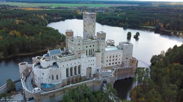 Aerial View of Modern Castle in Stobnica, Poland