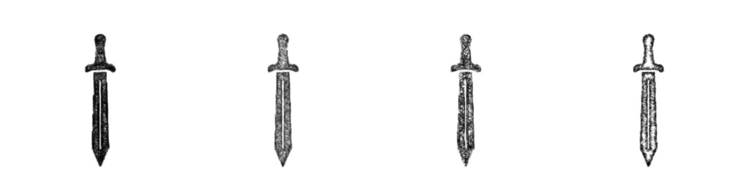 Sketch sword icon design set