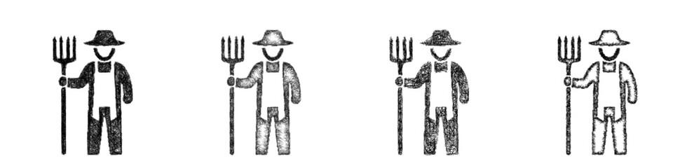 Fototapeta premium Sketch farmer icon design set