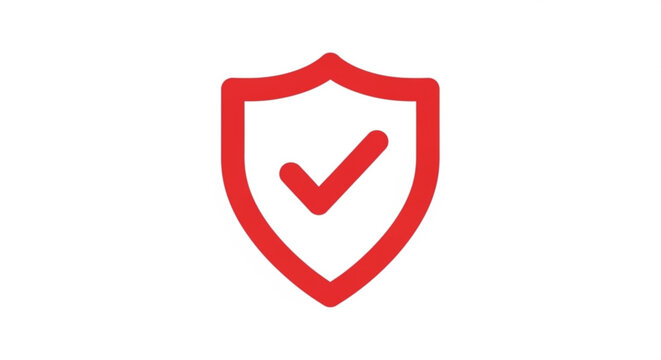 A red shield icon with a checkmark symbolizing protection and security