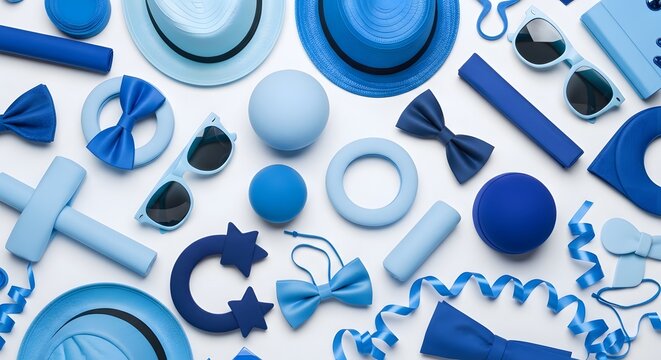 Blue and white party accessories and attire for men