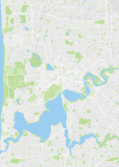 Fototapeta premium Color detailed plan city map Perth the capital city of Western Australia, street road map city, vector illustration