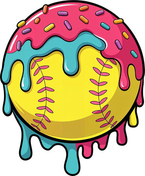 Softball Ice Cream Drip T-shirt Design Vector