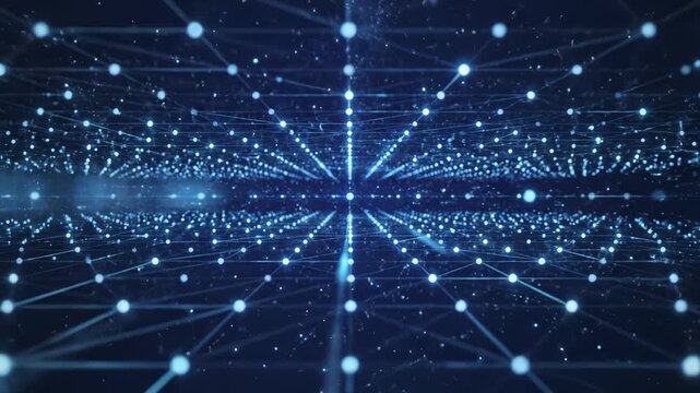 Abstract network of glowing dots and lines