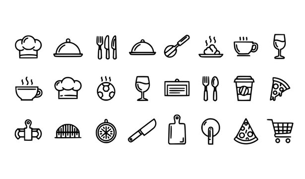 Premium culinary line icons set editable vector kitchen food symbols for modern app and website interface