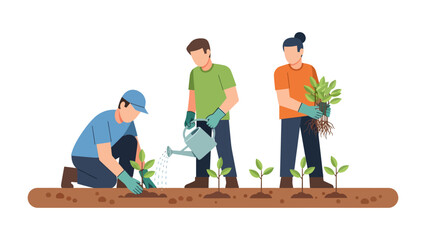 Community Gardening: A collaborative effort unfolds as a group cultivates a garden, embodying the principles of growth, nurturing, and environmental stewardship. © azizunnahar