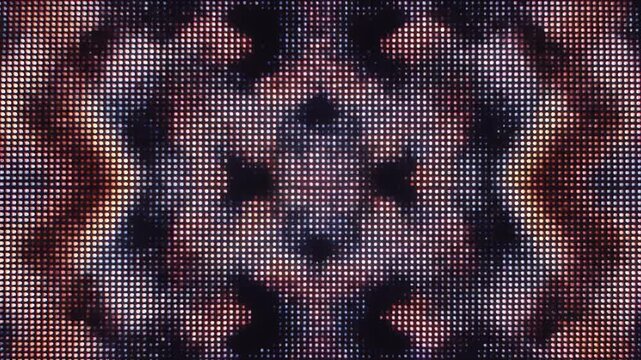 Abstract rainbow gradient grid with horizontal color glitches and digital noise