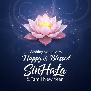 vector illustration of a lotus flower sinhala and tamil new year