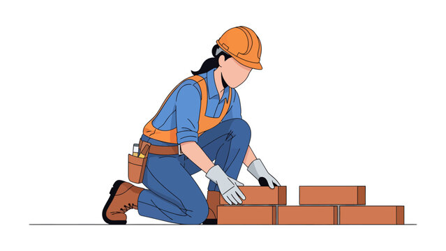 Bricklayer's Craft: A skilled bricklayer meticulously lays bricks, embodying the precision and dedication of construction.