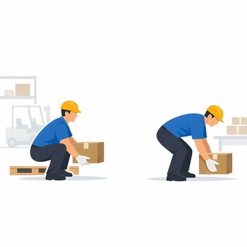 Proper and Improper Manual Lifting Techniques in Warehouse Workplace