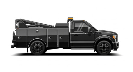 Black Utility Truck with Service Body and Equipment. © Abu