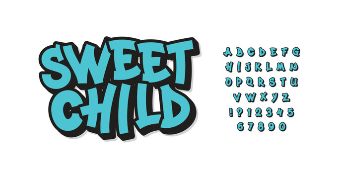 Alphabet with a cute and fun design. Compose alphabet concept. Vector illustration.