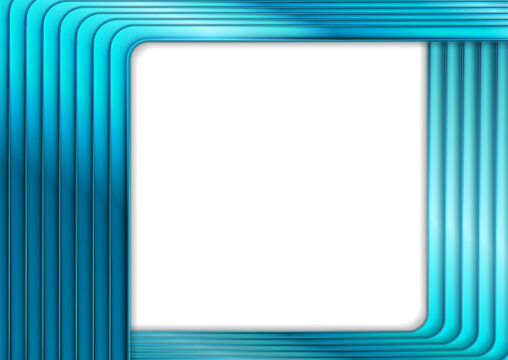 Blue glossy square frame abstract concept geometric background. Vector design