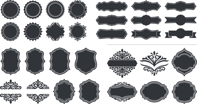 Mega Collection of Vintage Decorative Frames Retro Labels Ornate Borders and Flourish Elements for Premium Branding Product Packaging and Wedding Stationery