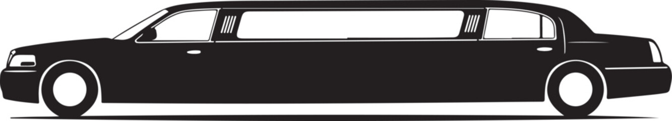 Obraz premium Black limousine, luxury car, limo icon, vehicle silhouette, transportation