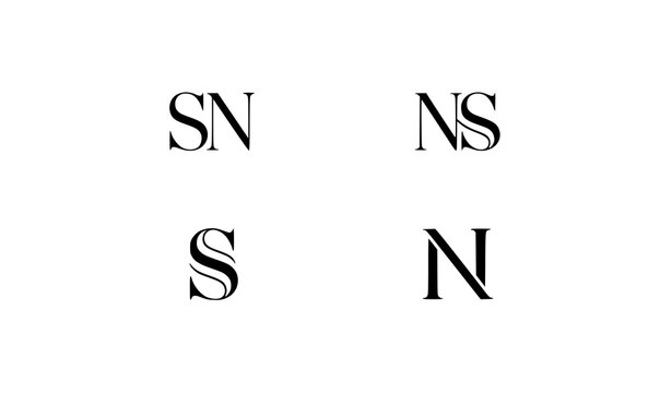 Minimal SN NS Letter Logo Monogram Abstract Initial Vector
