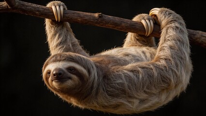 Fototapeta premium Sloth hanging from tree branch