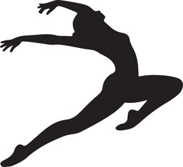 Fototapeta premium Dancing Woman Silhouette Graceful Female Dancer Pose Isolated on Transparent Background Vector