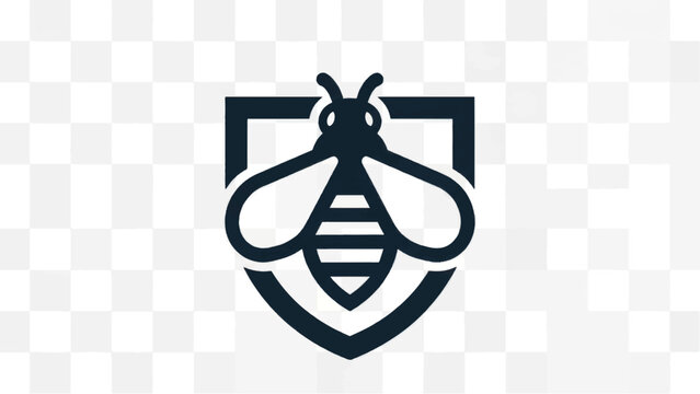 Bee Logo Design with Shield Emblem.