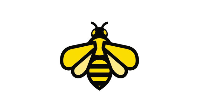 Yellow Bee Illustration with Black Stripes.