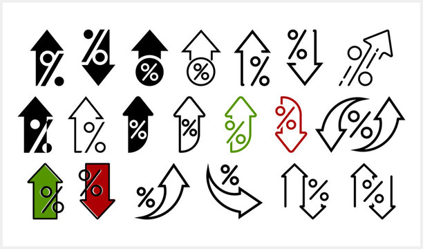 Outline arrow discount set icon isolated Percent clipart Procent Price Vector stock illustration	