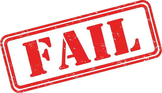 A red stamp with the word fail in large letters on a white background