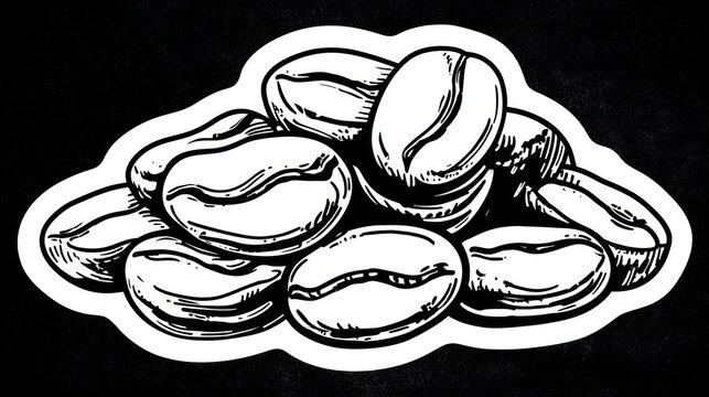 Hand Drawn Illustration of Coffee Beans Pile.