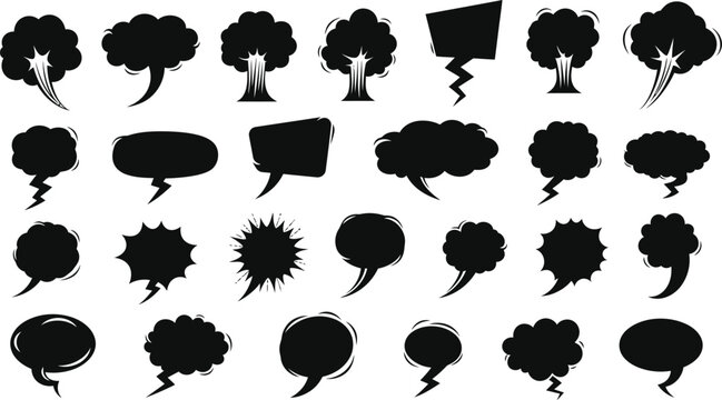 Collection of various speech bubble silhouettes