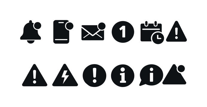 Collection of modern notification and alert icons for digital interfaces