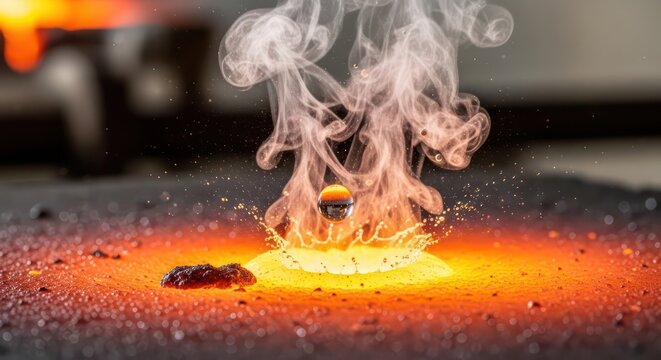 Burning Chemical Reaction with Smoke and Intense Light.