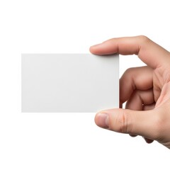 Obraz premium A hand holding a blank white business card against a plain background