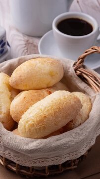 Cheese buns, typical south american biscuits with coffee